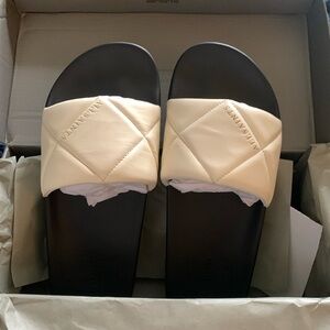 All Saints Cream white sliders, size 11